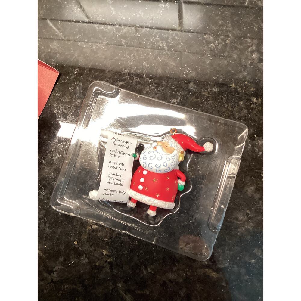 Vintage Hallmark Keepsake So Much to Do Santa‎ Christmas Ornament 2004 Red Beige